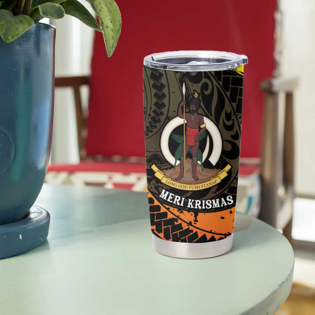 Vanuatu Christmas Tumbler Cup Vanuatuan Pig Tusk - Meri Krismas!