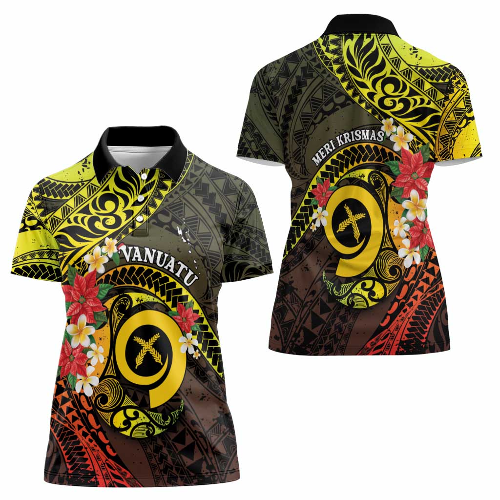 Vanuatu Christmas Women Polo Shirt Vanuatuan Pig Tusk - Meri Krismas! LT14 - Polynesian Pride