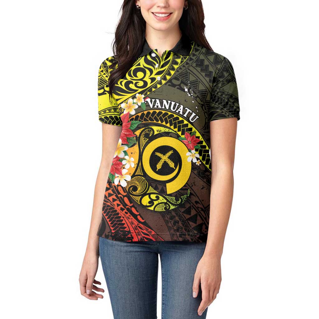 Vanuatu Christmas Women Polo Shirt Vanuatuan Pig Tusk - Meri Krismas! LT14 - Polynesian Pride