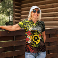 Vanuatu Christmas Women Polo Shirt Vanuatuan Pig Tusk - Meri Krismas! LT14 - Polynesian Pride