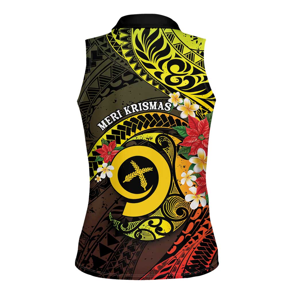 Vanuatu Christmas Women Sleeveless Polo Shirt Vanuatuan Pig Tusk - Meri Krismas! LT14 - Polynesian Pride