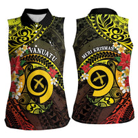 Vanuatu Christmas Women Sleeveless Polo Shirt Vanuatuan Pig Tusk - Meri Krismas! LT14 - Polynesian Pride