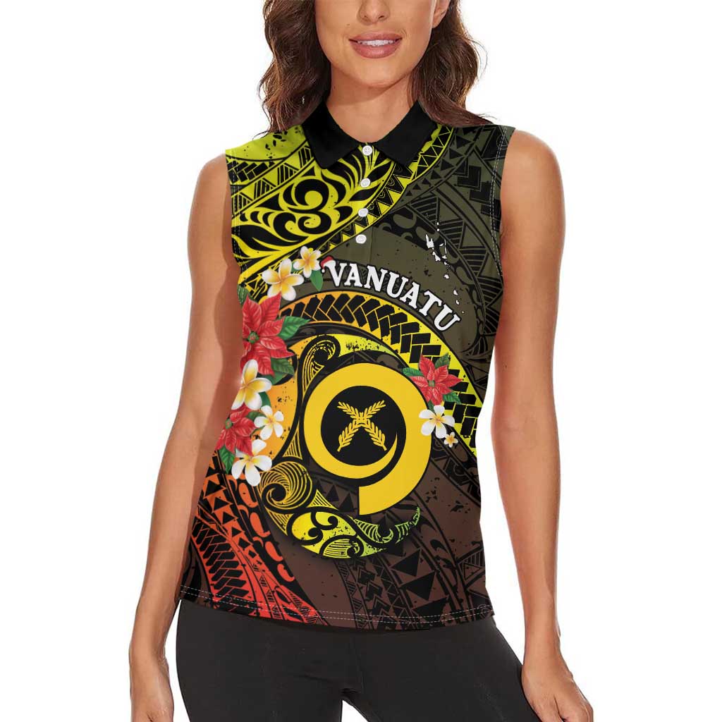 Vanuatu Christmas Women Sleeveless Polo Shirt Vanuatuan Pig Tusk - Meri Krismas! LT14 - Polynesian Pride
