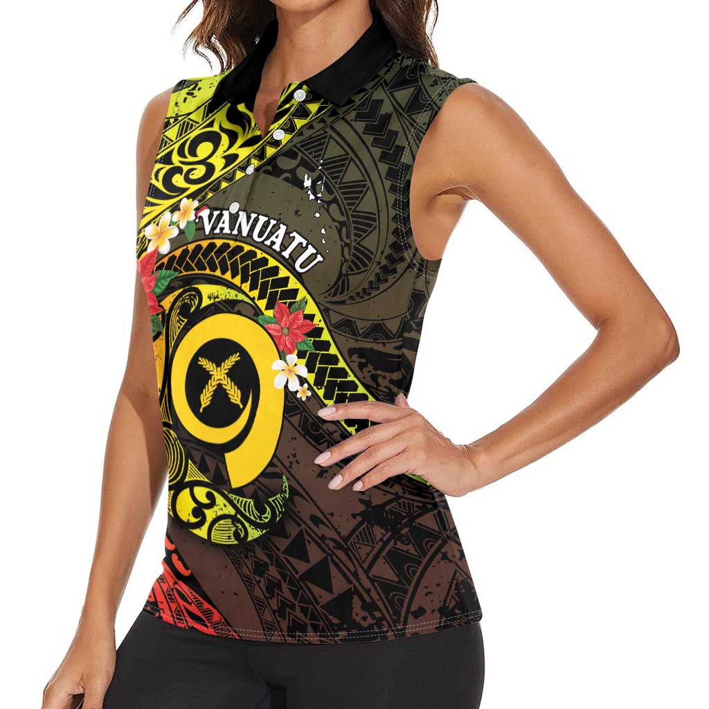 Vanuatu Christmas Women Sleeveless Polo Shirt Vanuatuan Pig Tusk - Meri Krismas! LT14 - Polynesian Pride
