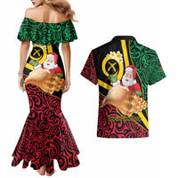Vanuatu Christmas Couples Matching Mermaid Dress and Hawaiian Shirt Vanuatuan Conch Shell - Meri Krismas! LT14 - Polynesian Pride