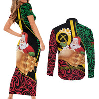 Vanuatu Christmas Couples Matching Short Sleeve Bodycon Dress and Long Sleeve Button Shirt Vanuatuan Conch Shell - Meri Krismas! LT14 - Polynesian Pride