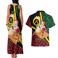 Vanuatu Christmas Couples Matching Tank Maxi Dress and Hawaiian Shirt Vanuatuan Conch Shell - Meri Krismas! LT14 - Polynesian Pride
