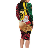 Vanuatu Christmas Family Matching Long Sleeve Bodycon Dress and Hawaiian Shirt Vanuatuan Conch Shell - Meri Krismas! LT14 - Polynesian Pride