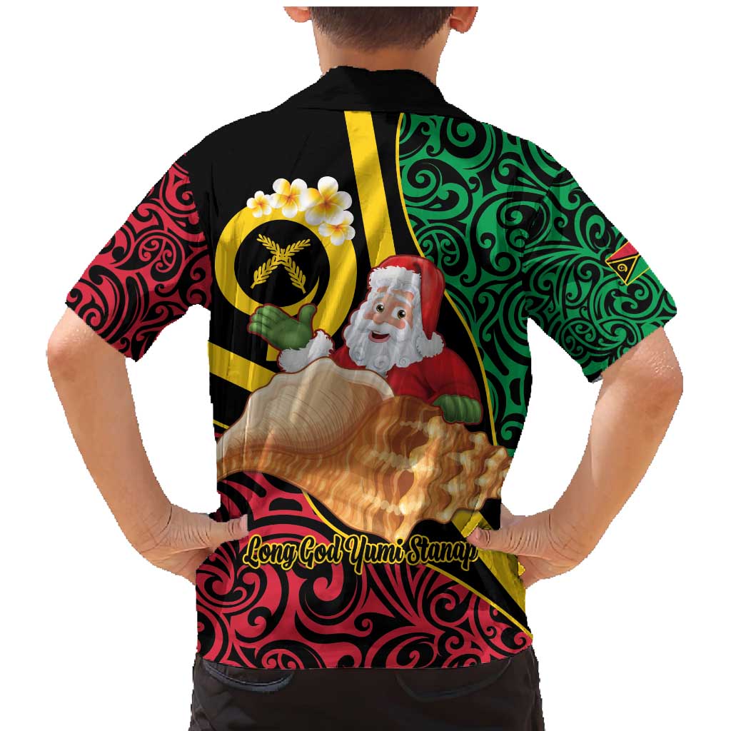 Vanuatu Christmas Family Matching Mermaid Dress and Hawaiian Shirt Vanuatuan Conch Shell - Meri Krismas! LT14 - Polynesian Pride