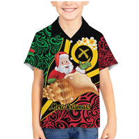 Vanuatu Christmas Family Matching Mermaid Dress and Hawaiian Shirt Vanuatuan Conch Shell - Meri Krismas! LT14 Son's Shirt Black - Polynesian Pride