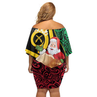Vanuatu Christmas Family Matching Off Shoulder Short Dress and Hawaiian Shirt Vanuatuan Conch Shell - Meri Krismas! LT14 - Polynesian Pride