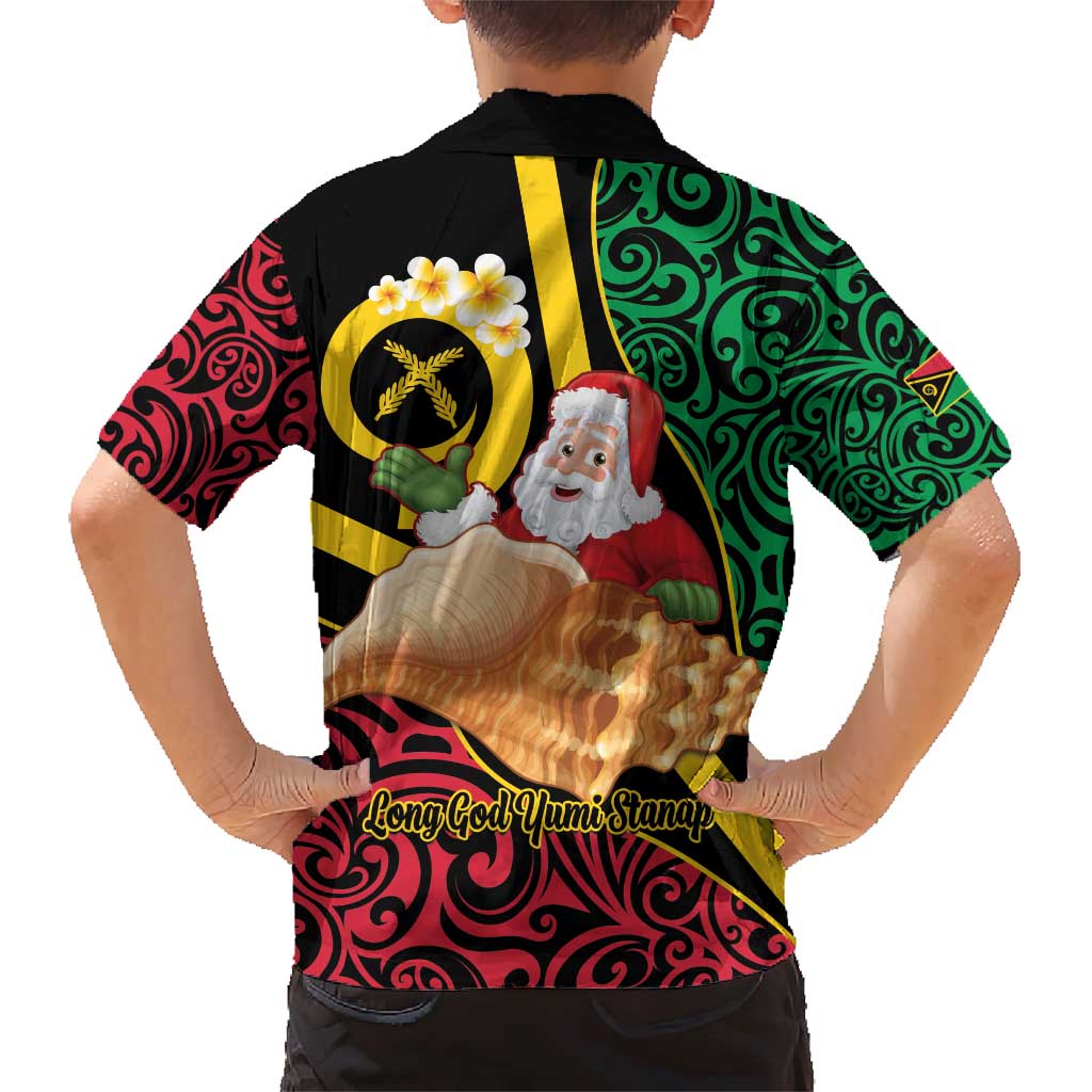 Vanuatu Christmas Family Matching Short Sleeve Bodycon Dress and Hawaiian Shirt Vanuatuan Conch Shell - Meri Krismas! LT14 - Polynesian Pride