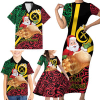 Vanuatu Christmas Family Matching Short Sleeve Bodycon Dress and Hawaiian Shirt Vanuatuan Conch Shell - Meri Krismas! LT14 - Polynesian Pride
