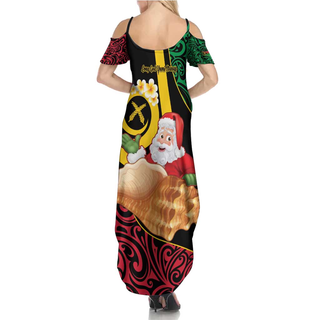 Vanuatu Christmas Family Matching Summer Maxi Dress and Hawaiian Shirt Vanuatuan Conch Shell - Meri Krismas! LT14 - Polynesian Pride