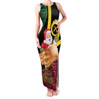 Vanuatu Christmas Family Matching Tank Maxi Dress and Hawaiian Shirt Vanuatuan Conch Shell - Meri Krismas! LT14 Mom's Dress Black - Polynesian Pride