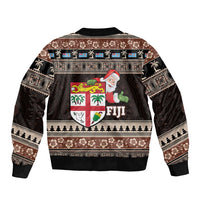 Fiji Christmas Bomber Jacket Fijian Masi Marau na Kerisimasi! - Brown LT14 - Polynesian Pride