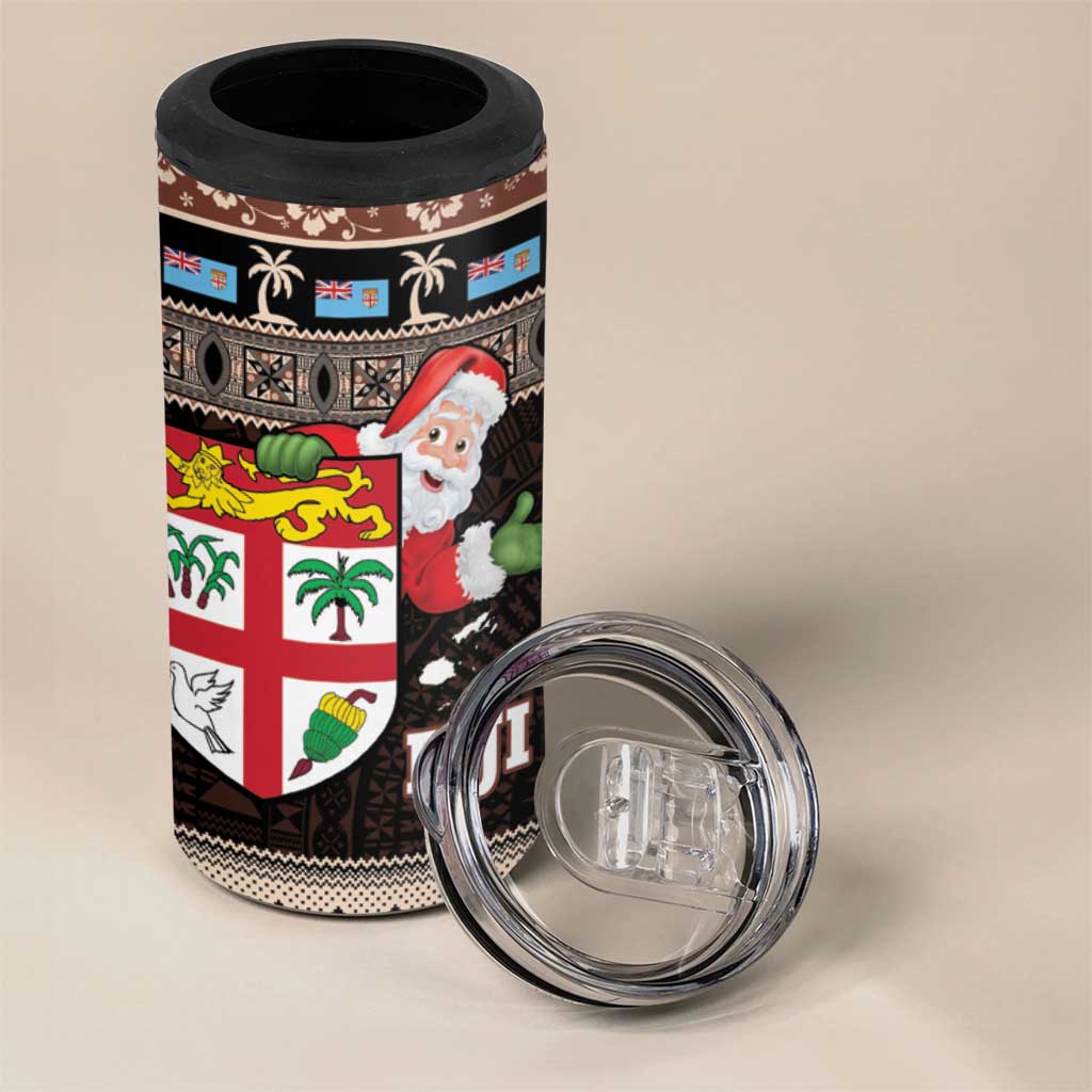 Fiji Christmas 4 in 1 Can Cooler Tumbler Fijian Masi Marau na Kerisimasi! - Brown LT14 - Polynesian Pride