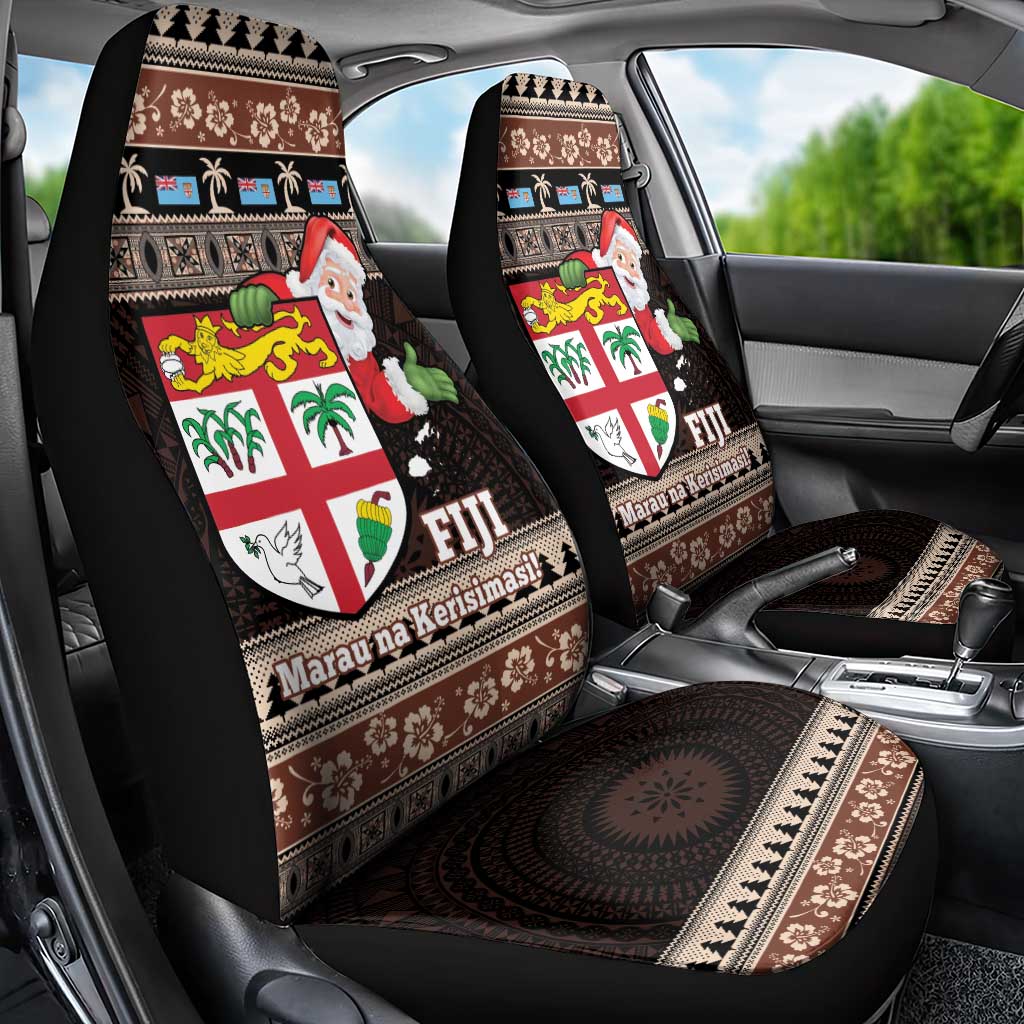 Fiji Christmas Car Seat Cover Fijian Masi Marau na Kerisimasi! - Brown LT14 - Polynesian Pride
