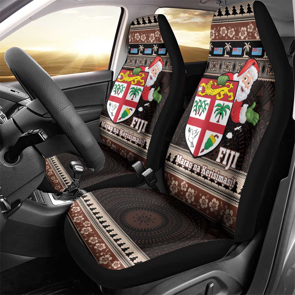 Fiji Christmas Car Seat Cover Fijian Masi Marau na Kerisimasi! - Brown LT14 - Polynesian Pride