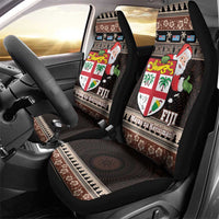 Fiji Christmas Car Seat Cover Fijian Masi Marau na Kerisimasi! - Brown LT14 - Polynesian Pride