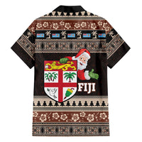 Fiji Christmas Family Matching Long Sleeve Bodycon Dress and Hawaiian Shirt Fijian Masi Marau na Kerisimasi! - Brown LT14 - Polynesian Pride