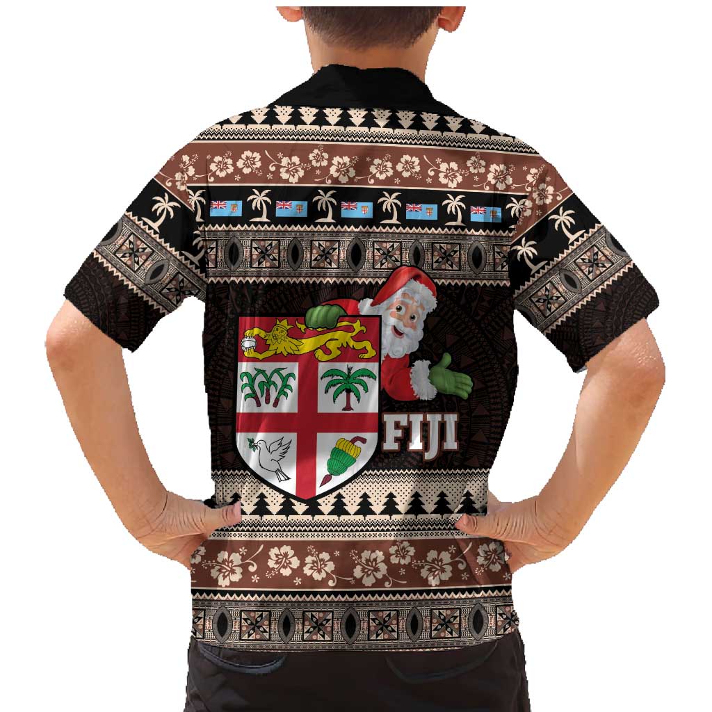 Fiji Christmas Family Matching Mermaid Dress and Hawaiian Shirt Fijian Masi Marau na Kerisimasi! - Brown LT14 - Polynesian Pride