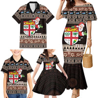 Fiji Christmas Family Matching Mermaid Dress and Hawaiian Shirt Fijian Masi Marau na Kerisimasi! - Brown LT14 - Polynesian Pride