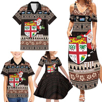 Fiji Christmas Family Matching Summer Maxi Dress and Hawaiian Shirt Fijian Masi Marau na Kerisimasi! - Brown LT14 - Polynesian Pride