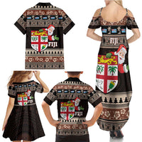 Fiji Christmas Family Matching Summer Maxi Dress and Hawaiian Shirt Fijian Masi Marau na Kerisimasi! - Brown LT14 - Polynesian Pride