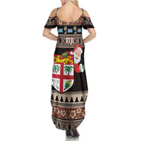 Fiji Christmas Family Matching Summer Maxi Dress and Hawaiian Shirt Fijian Masi Marau na Kerisimasi! - Brown LT14 - Polynesian Pride