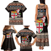 Fiji Christmas Family Matching Tank Maxi Dress and Hawaiian Shirt Fijian Masi Marau na Kerisimasi! - Brown LT14 - Polynesian Pride