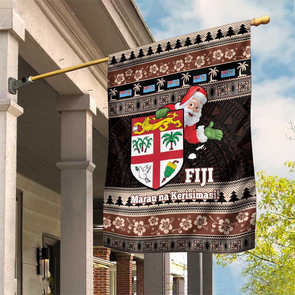 Fiji Christmas Garden Flag Fijian Masi Marau na Kerisimasi! - Brown LT14 House Flag Brown - Polynesian Pride