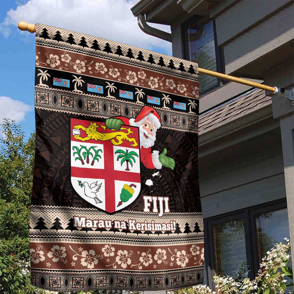 Fiji Christmas Garden Flag Fijian Masi Marau na Kerisimasi! - Brown LT14 - Polynesian Pride