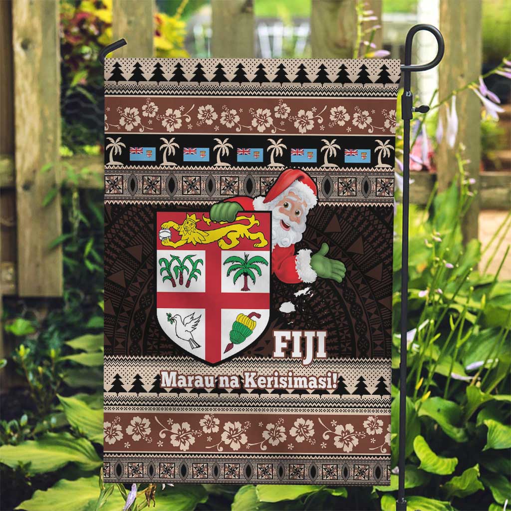 Fiji Christmas Garden Flag Fijian Masi Marau na Kerisimasi! - Brown LT14 Garden Flag Brown - Polynesian Pride
