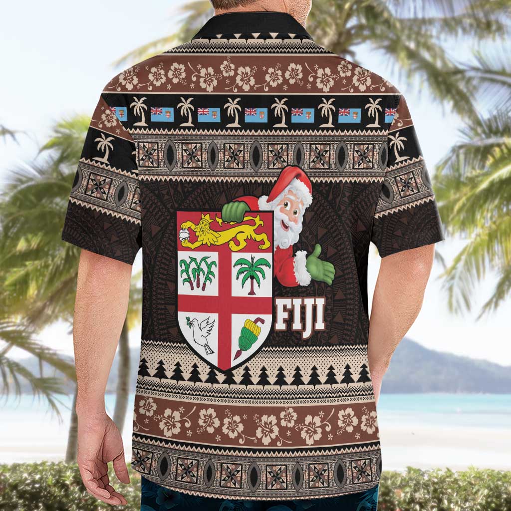 Fiji Christmas Hawaiian Shirt Fijian Masi Marau na Kerisimasi! - Brown LT14 - Polynesian Pride