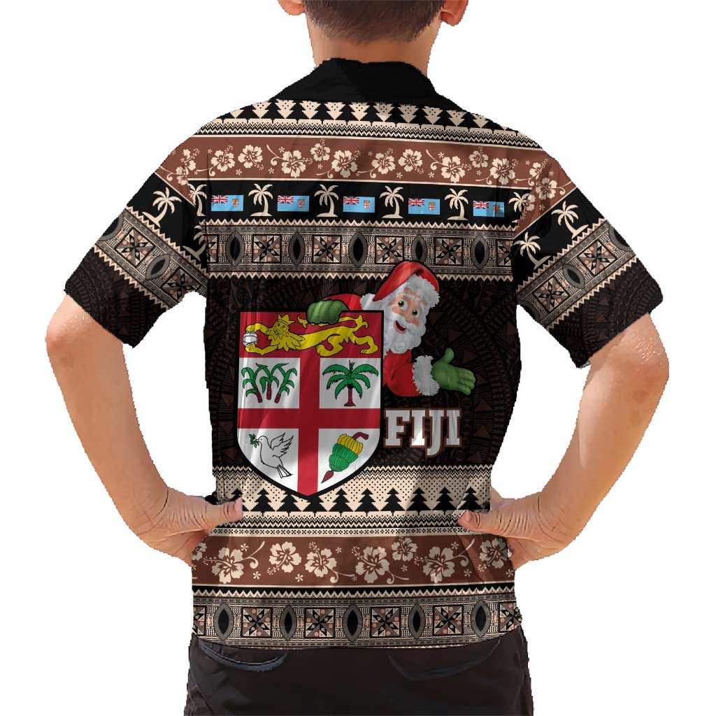 Fiji Christmas Hawaiian Shirt Fijian Masi Marau na Kerisimasi! - Brown LT14 - Polynesian Pride