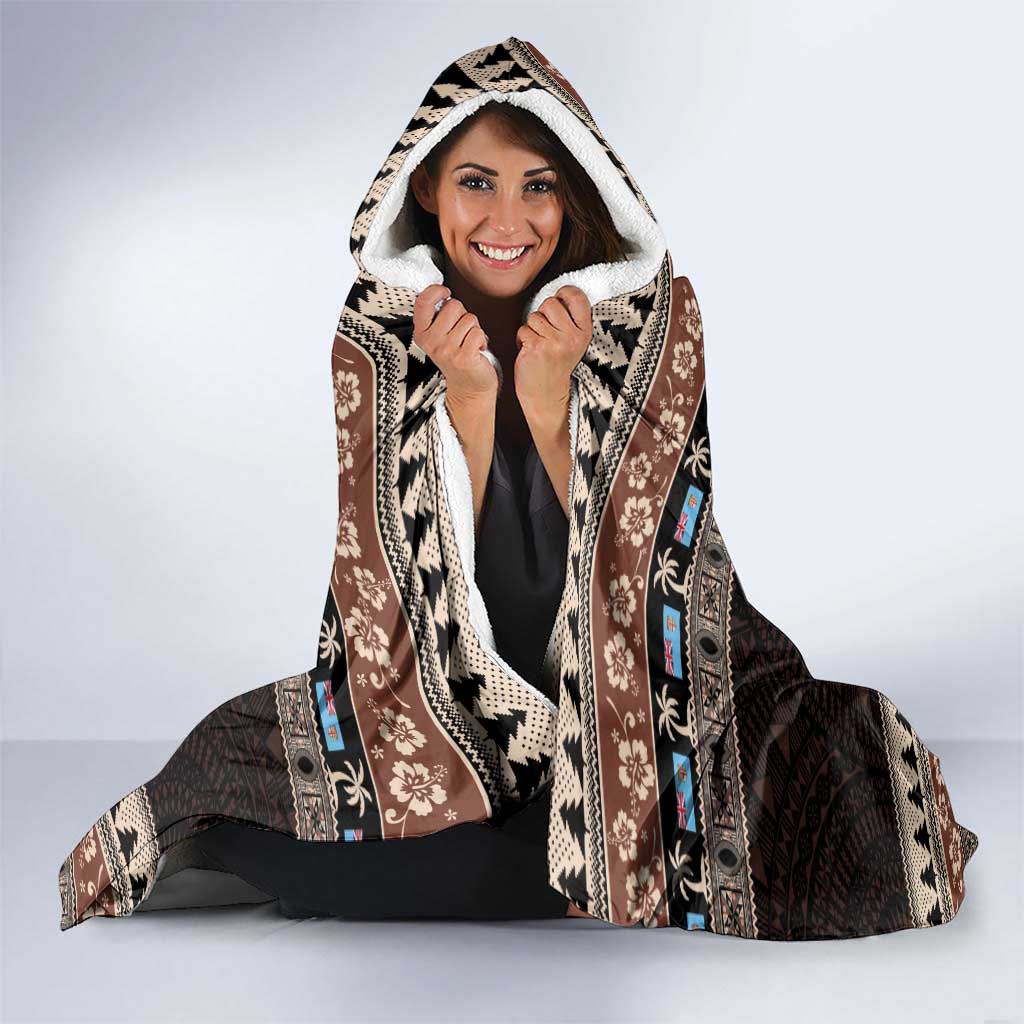 Fiji Christmas Hooded Blanket Fijian Masi Marau na Kerisimasi! - Brown LT14 - Polynesian Pride