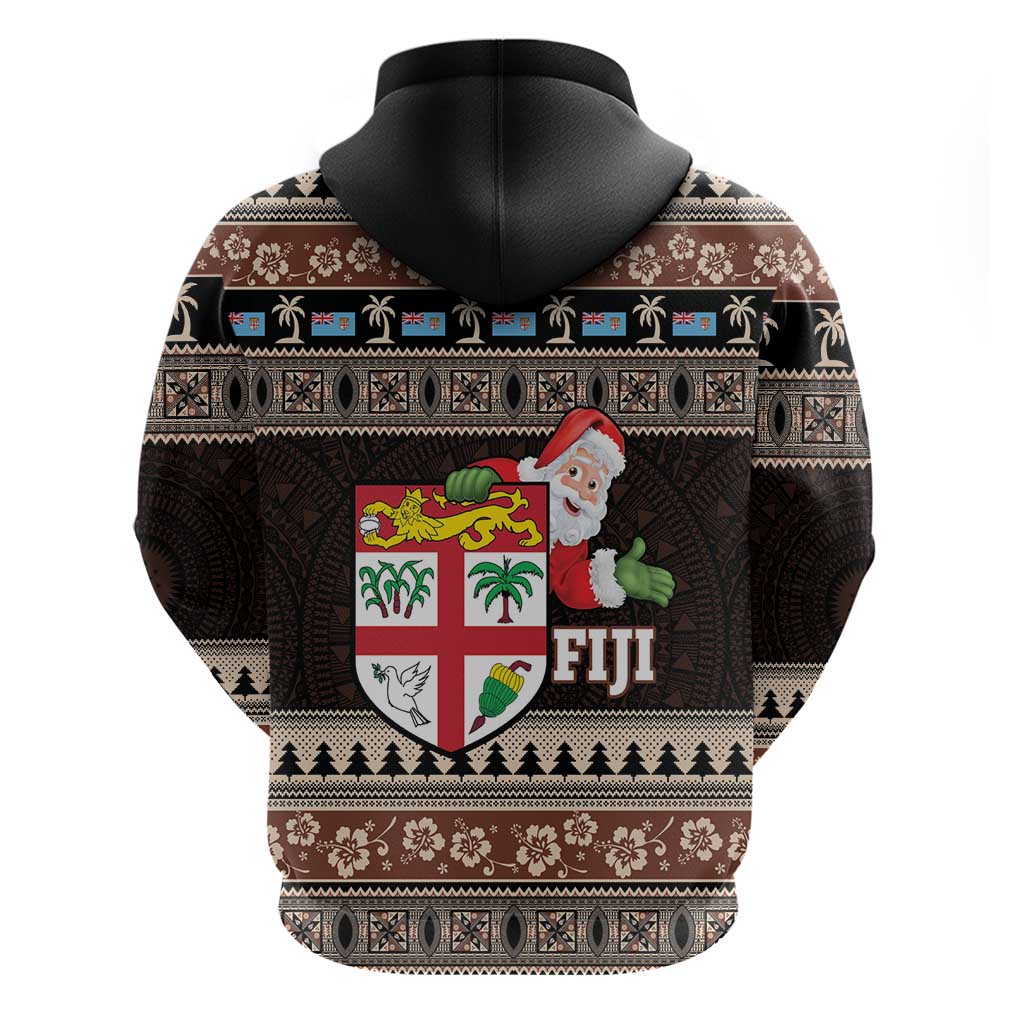 Fiji Christmas Hoodie Fijian Masi Marau na Kerisimasi! - Brown LT14 - Polynesian Pride