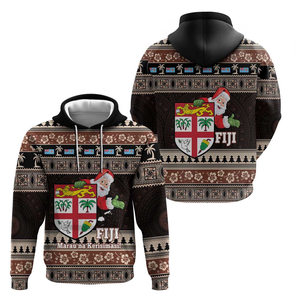 Fiji Christmas Hoodie Fijian Masi Marau na Kerisimasi! - Brown LT14 - Polynesian Pride