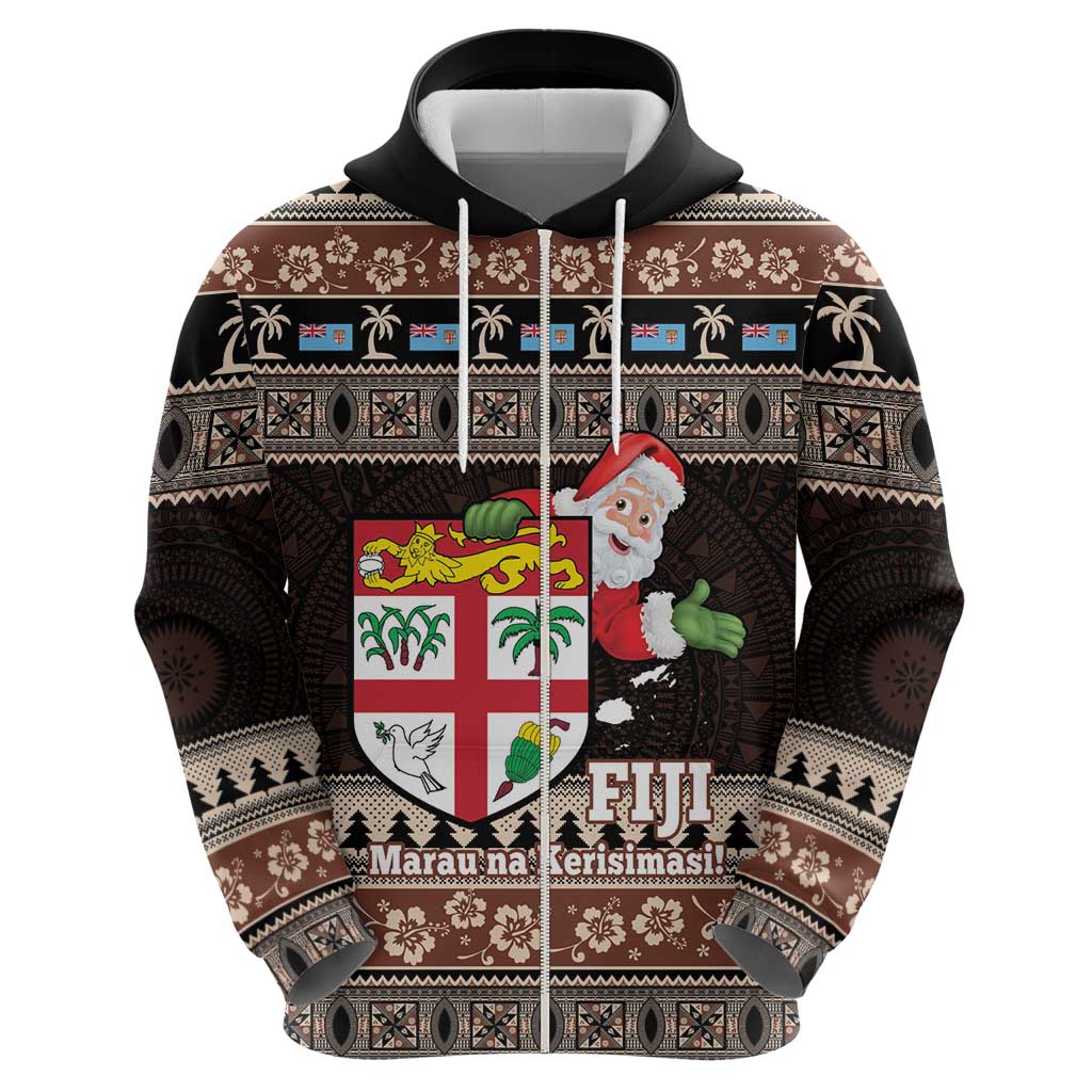 Fiji Christmas Hoodie Fijian Masi Marau na Kerisimasi! - Brown LT14 - Polynesian Pride