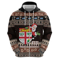 Fiji Christmas Hoodie Fijian Masi Marau na Kerisimasi! - Brown LT14 - Polynesian Pride