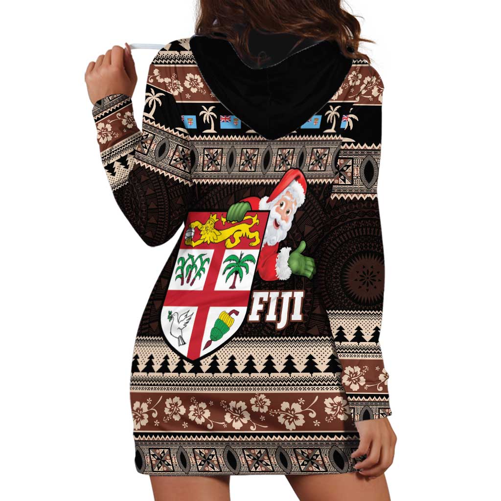 Fiji Christmas Hoodie Dress Fijian Masi Marau na Kerisimasi! - Brown LT14 - Polynesian Pride