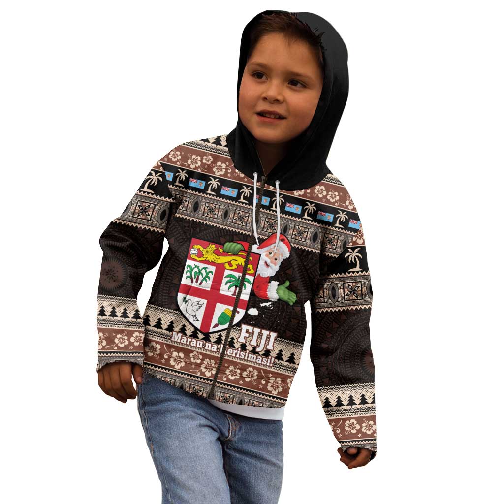 Fiji Christmas Kid Hoodie Fijian Masi Marau na Kerisimasi! - Brown LT14 - Polynesian Pride