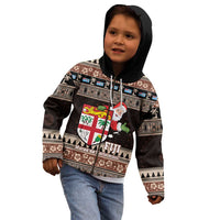Fiji Christmas Kid Hoodie Fijian Masi Marau na Kerisimasi! - Brown LT14 - Polynesian Pride
