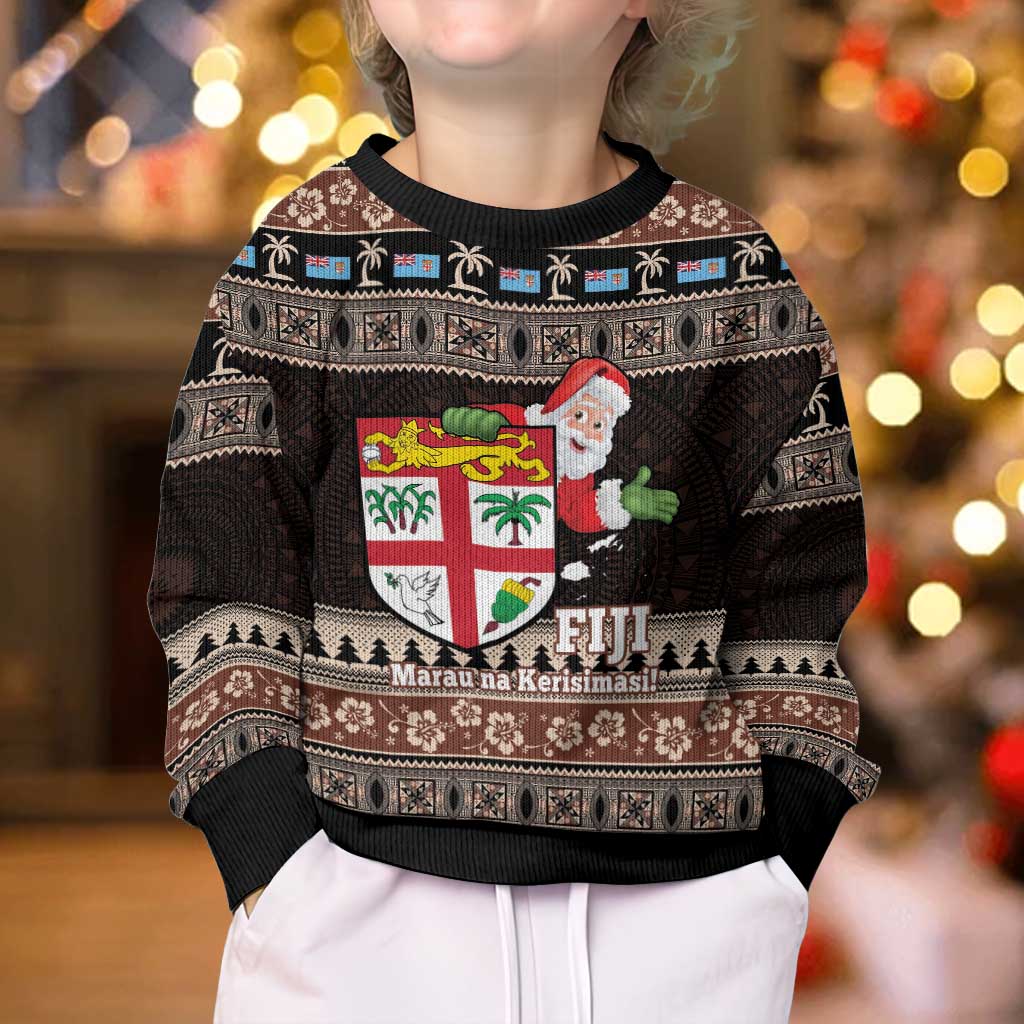Fiji Christmas Kid Ugly Christmas Sweater Fijian Masi Marau na Kerisimasi! - Brown LT14 - Polynesian Pride