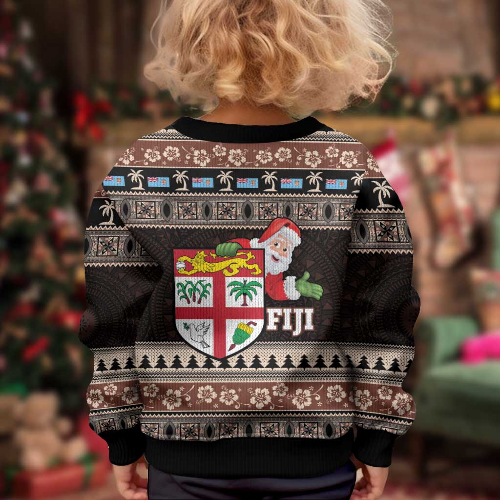 Fiji Christmas Kid Ugly Christmas Sweater Fijian Masi Marau na Kerisimasi! - Brown LT14 - Polynesian Pride