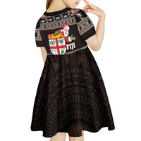 Fiji Christmas Kid Short Sleeve Dress Fijian Masi Marau na Kerisimasi! - Brown LT14 - Polynesian Pride