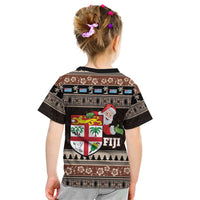Fiji Christmas Kid T Shirt Fijian Masi Marau na Kerisimasi! - Brown LT14 - Polynesian Pride