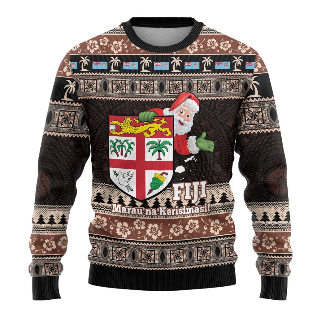 Fiji Christmas Ugly Christmas Sweater Fijian Masi Marau na Kerisimasi! - Brown LT14 - Polynesian Pride