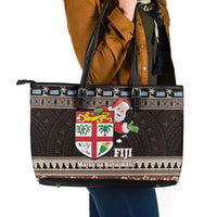 Fiji Christmas Leather Tote Bag Fijian Masi Marau na Kerisimasi! - Brown LT14 - Polynesian Pride